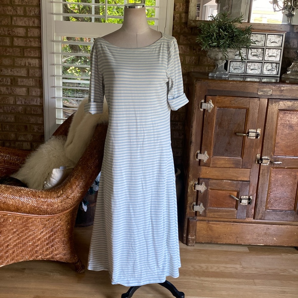 LAUREN Ralph Lauren STRIPED MAXI DRESS SHORT SLEEVE XL NEW
